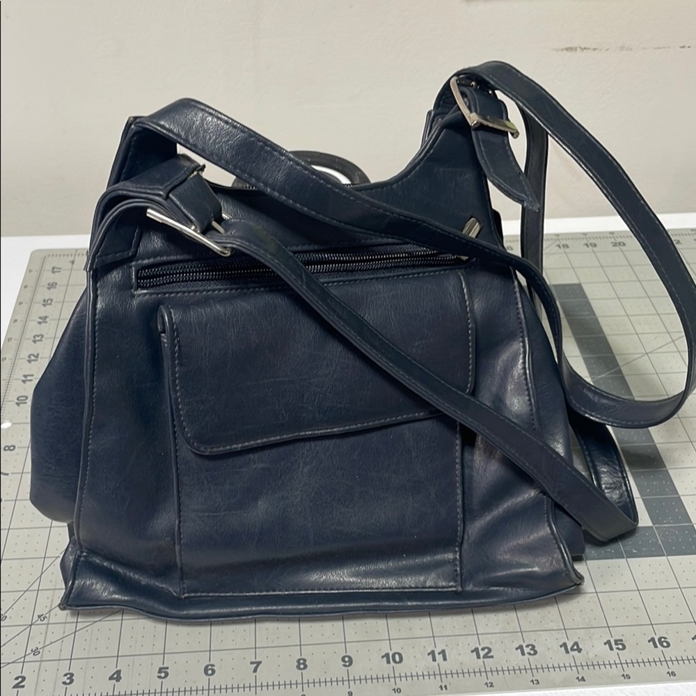 Stylish Blue Leather Shoulder Bag